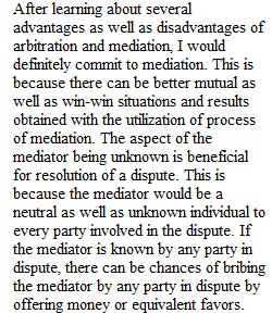 Week 7 Comparing Mediation and Arbitration